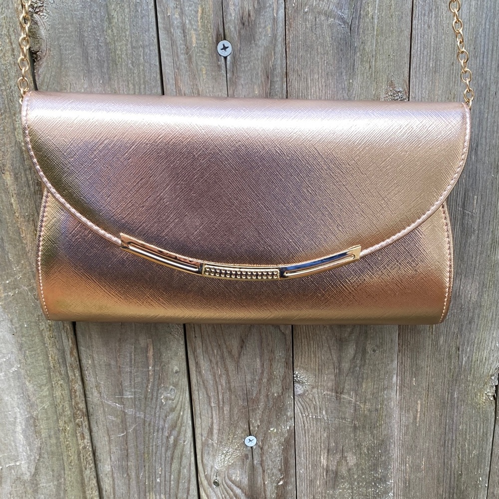 Elegant Gold Metallic Clutch Bag Purse